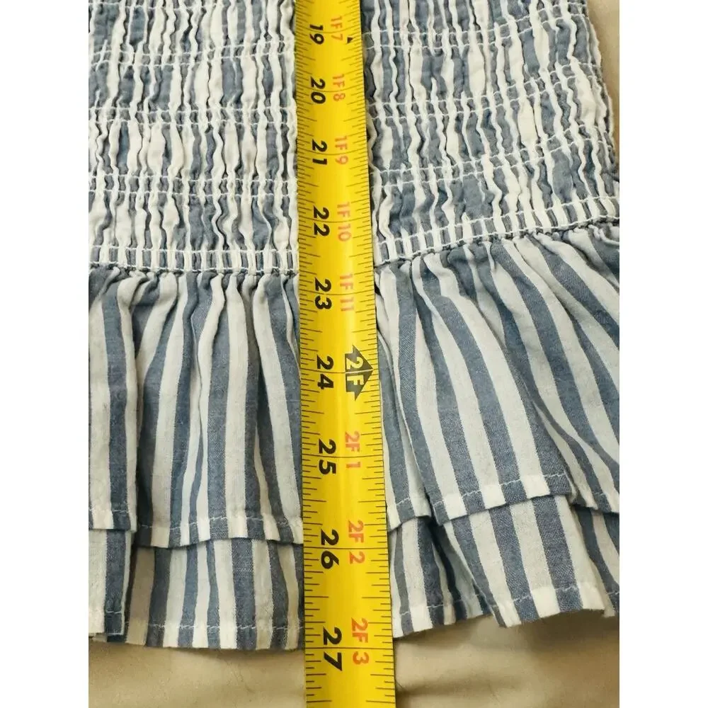 Abercrombie Off The Shoulder Smocked Mini Dress Striped Size Small Tall Preppy - Picture 8 of 9